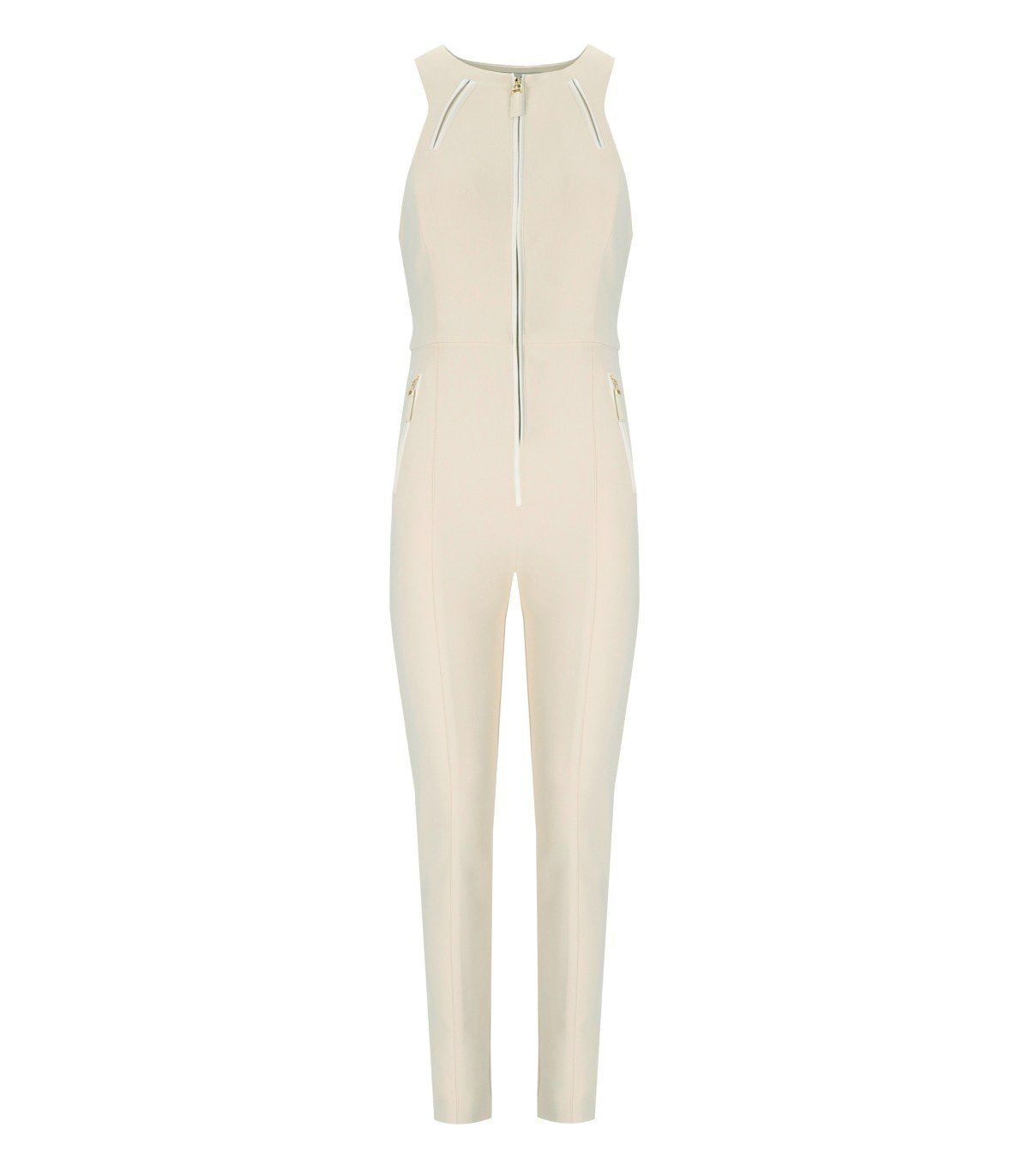 ELISABETTA FRANCHI MILK ZIPPED JUMPSUIT