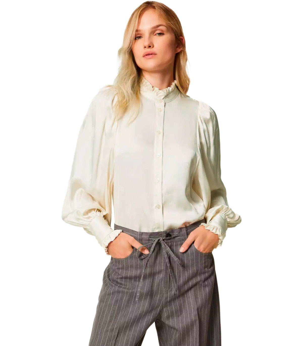 TWINSET CREAM JACQUARD SHIRT
