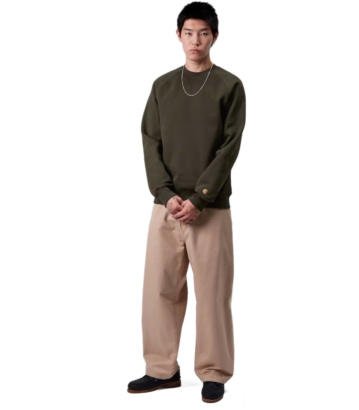 CARHARTT WIP CHASE OLIVE GREEN SWEATSHIRT