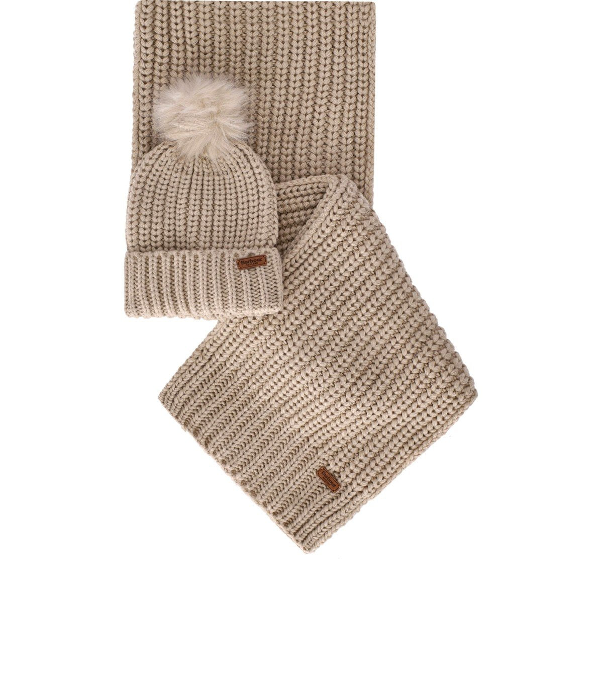 BARBOUR SALTBURN BEIGE MÜTZE + SCHAL SET