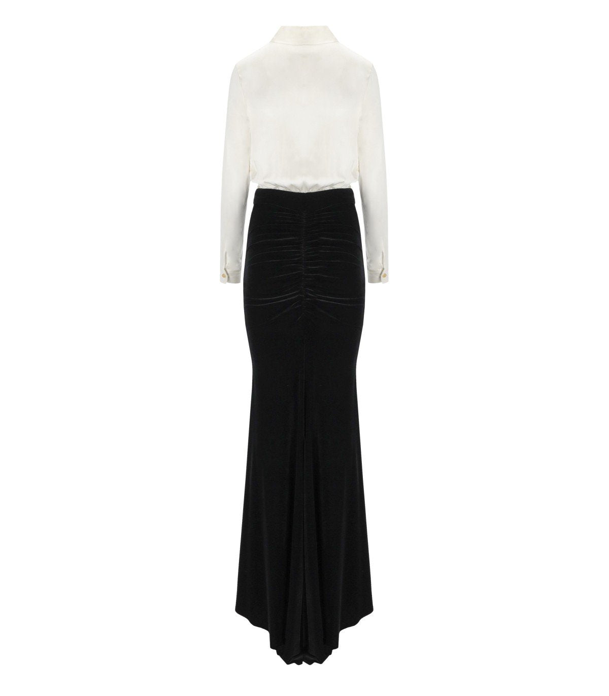 ELISABETTA FRANCHI RED CARPET IVORY AND BLACK DRESS