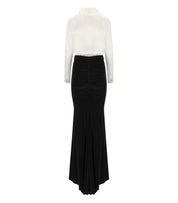 ELISABETTA FRANCHI RED CARPET IVORY AND BLACK DRESS