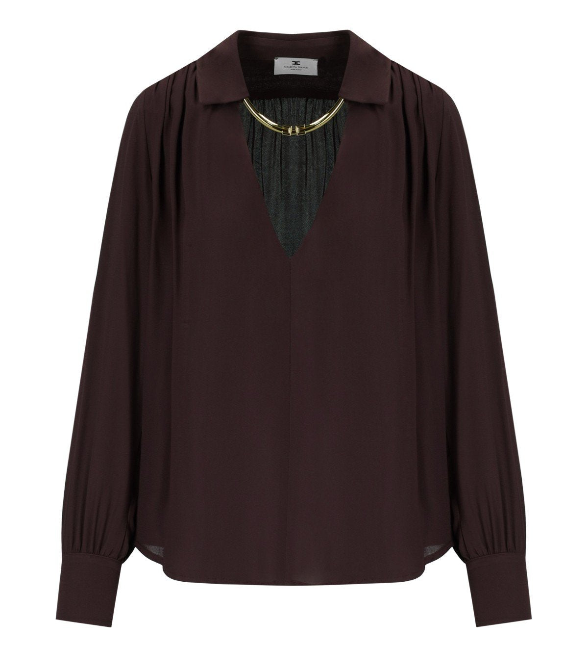 ELISABETTA FRANCHI MERLOT BLUSE MIT JUWEL