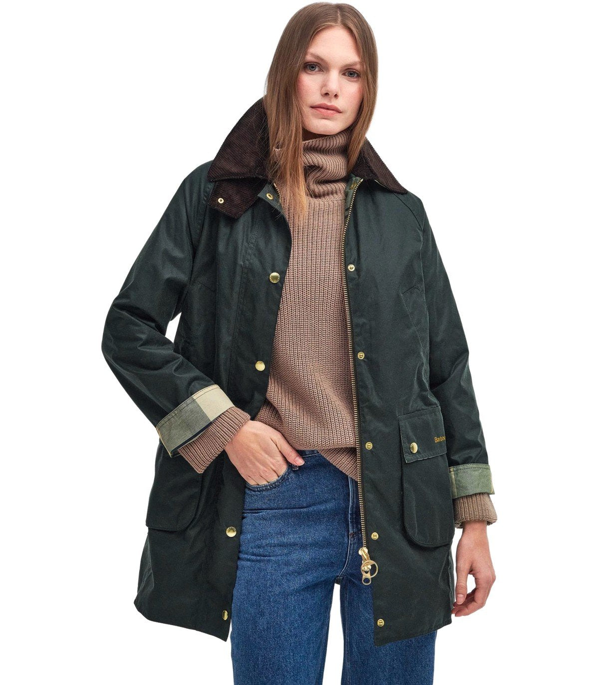 BARBOUR BEADNELL SALBEIGRÜNE LANGE JACKE