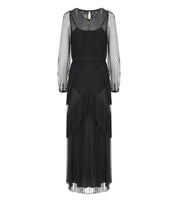 TWINSET SCHWARZ PLISSIERTES LANGES KLEID