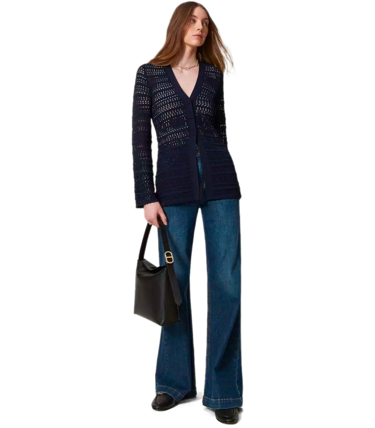 CARDIGAN TRAFORATO BLU TWINSET