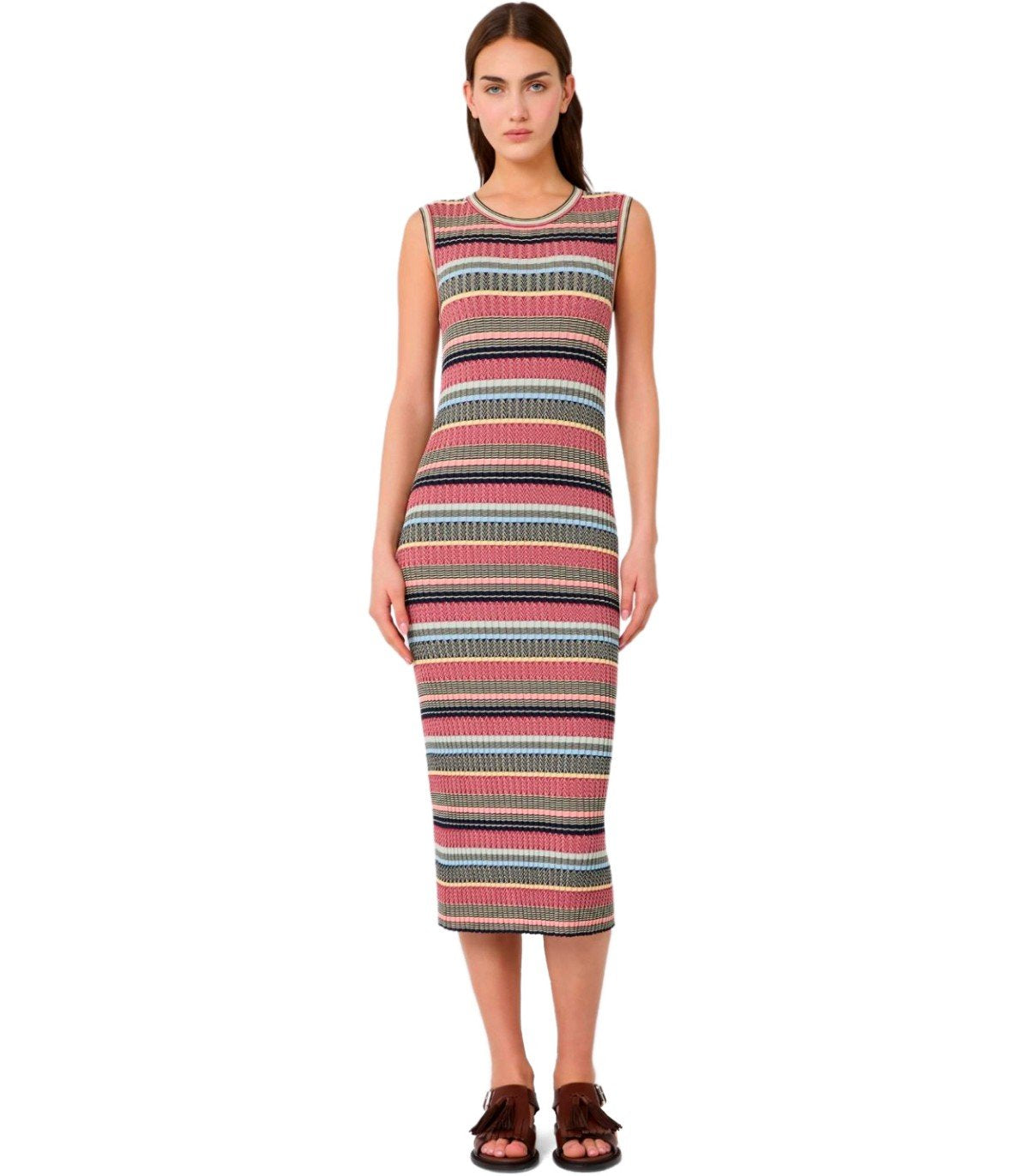 MAX MARA WEEKEND SNOB MEERKLEURIGE MIDI JURK