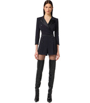 ELISABETTA FRANCHI BLACK DOUBLE-BREASTED JUMPSUIT