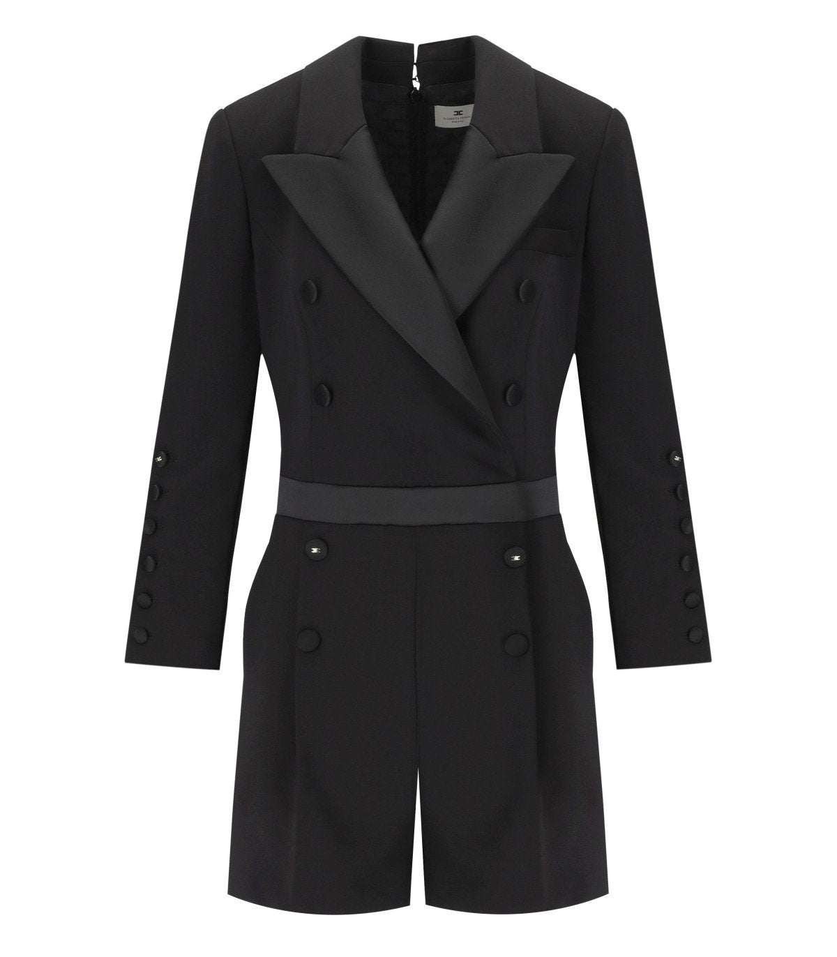 ELISABETTA FRANCHI BLACK DOUBLE-BREASTED JUMPSUIT