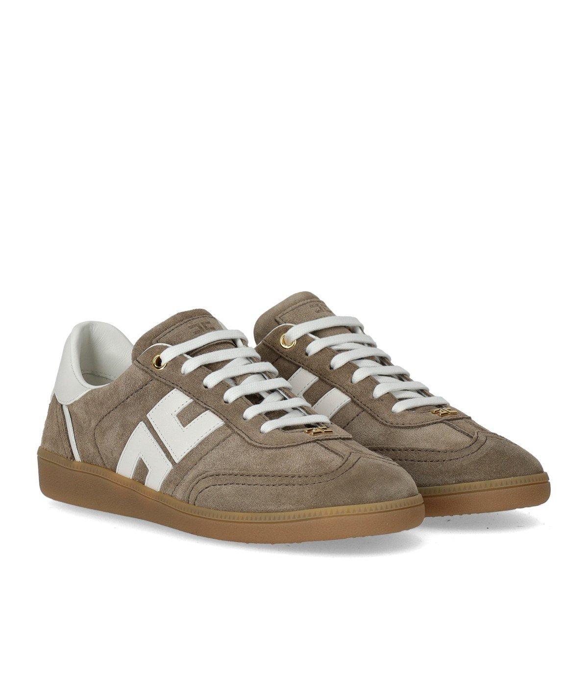 ELISABETTA FRANCHI BEIGE SNEAKER WITH LOGO