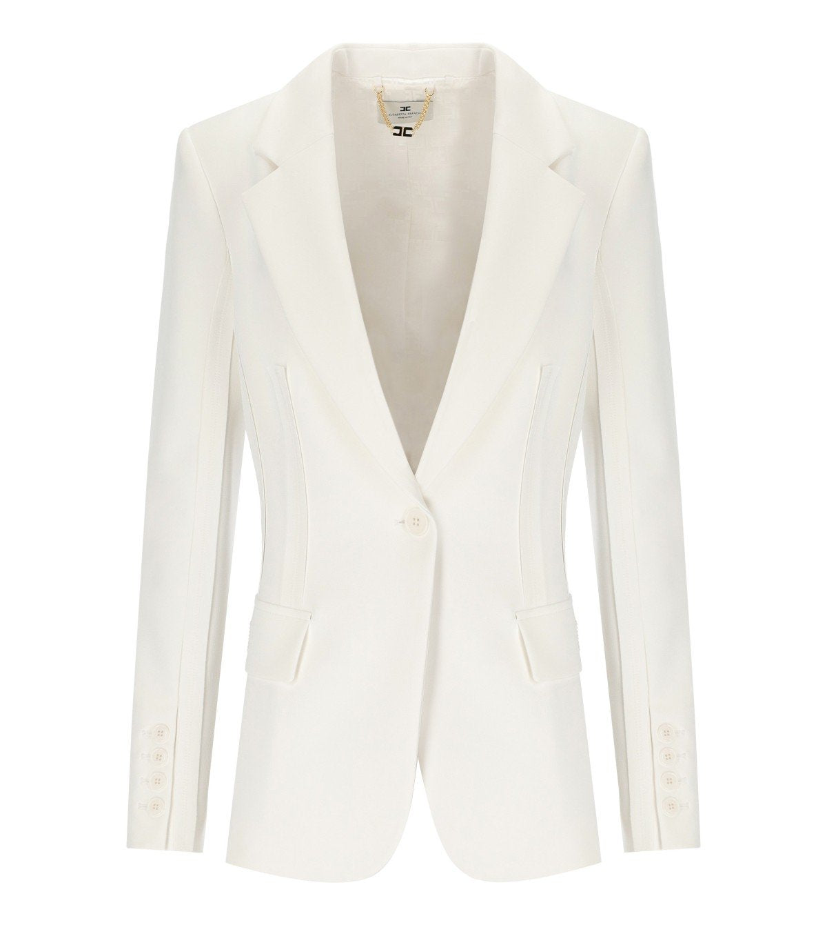 ELISABETTA FRANCHI IVORY SINGLE-BREASTED BLAZER