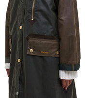 BARBOUR EVETTE WAX GREEN LONG JACKET