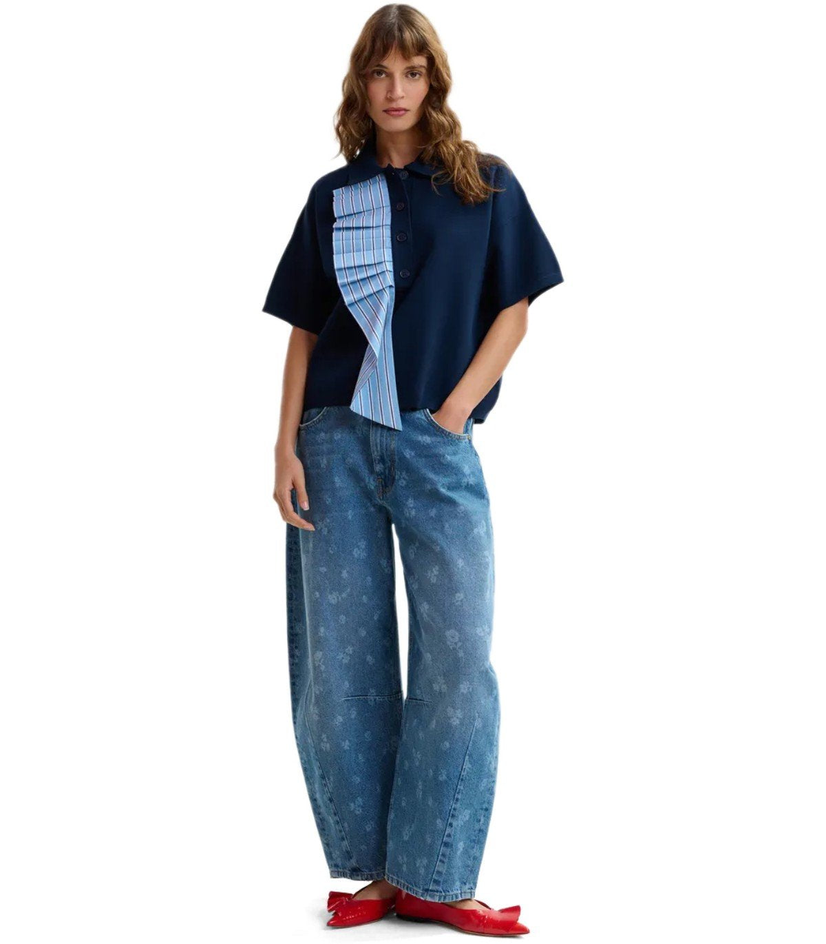 ESSENTIEL ANTWERP JUMBLE NAVY BLUE POLO SHIRT