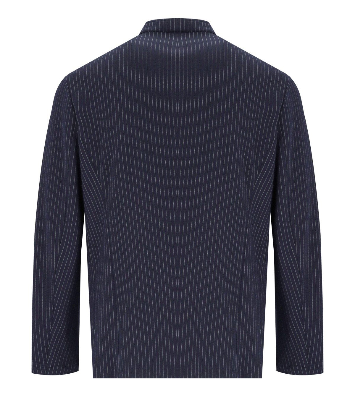 EMPORIO ARMANI NAVY BLUE PINSTRIPE JACKET WITH MANDARIN COLLAR