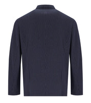 EMPORIO ARMANI NAVY BLUE PINSTRIPE JACKET WITH MANDARIN COLLAR