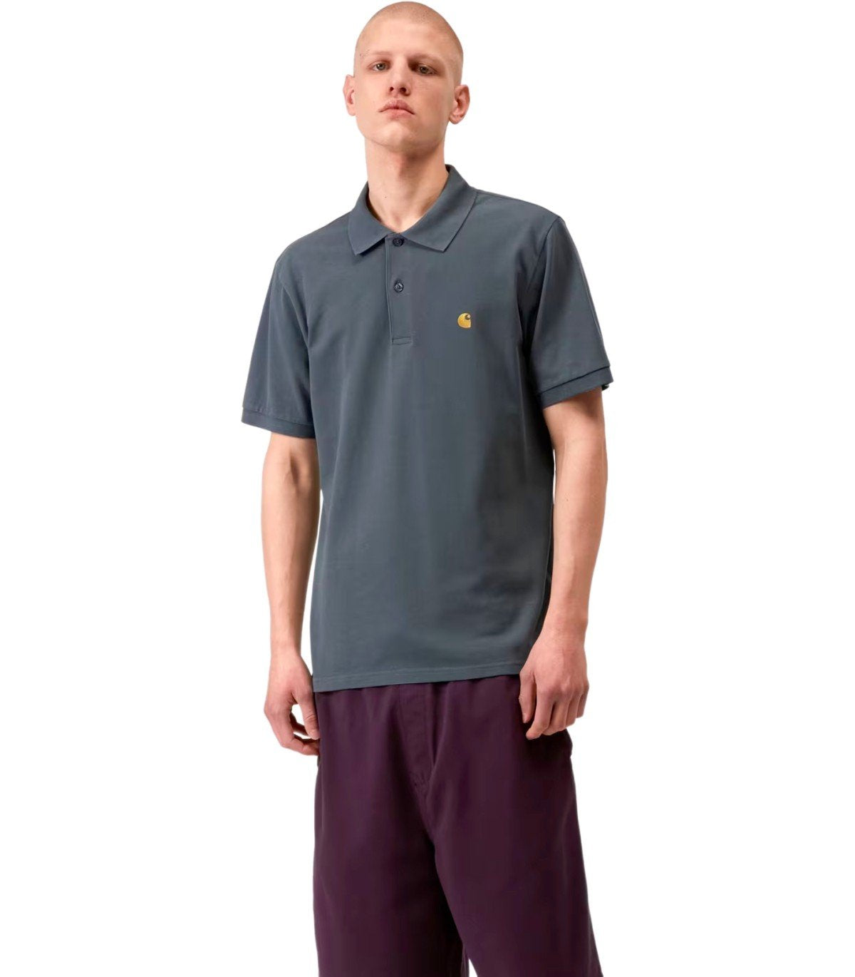 CARHARTT WIP S/S CHASE COZY BLUE POLO SHIRT