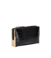 ELISABETTA FRANCHI BLACK CLUTCH WITH CROCO-PRINT