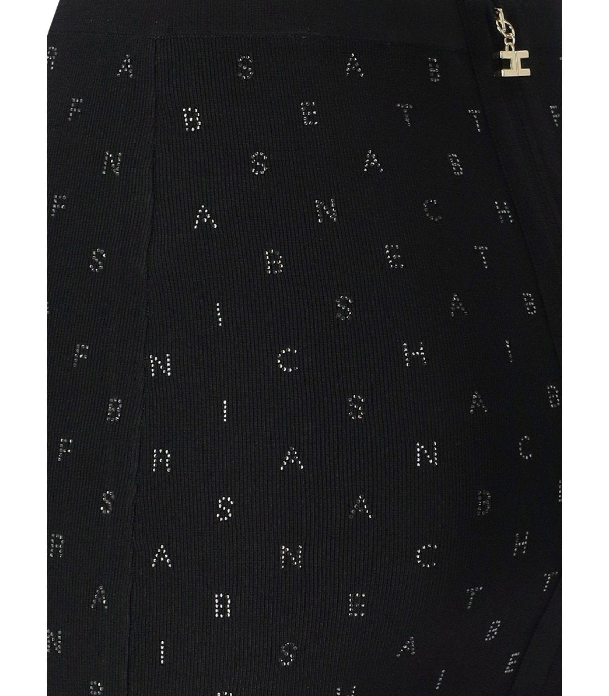 ELISABETTA FRANCHI BLACK KNITTED SKIRT WITH RHINESTONES