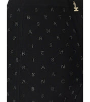 ELISABETTA FRANCHI BLACK KNITTED SKIRT WITH RHINESTONES
