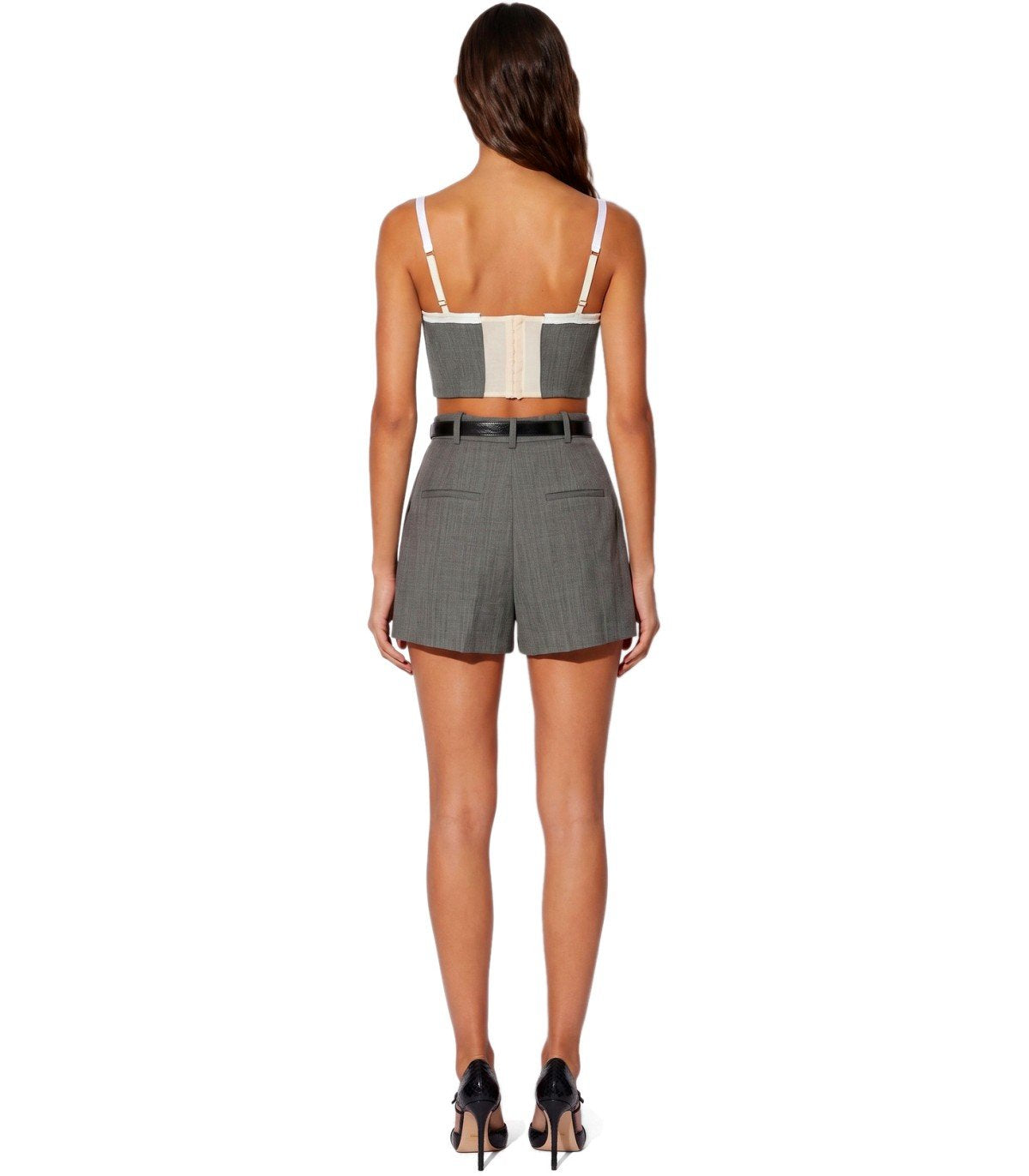 SHORTS MIT GÜRTEL GRAU MELANGE ELISABETTA FRANCHI