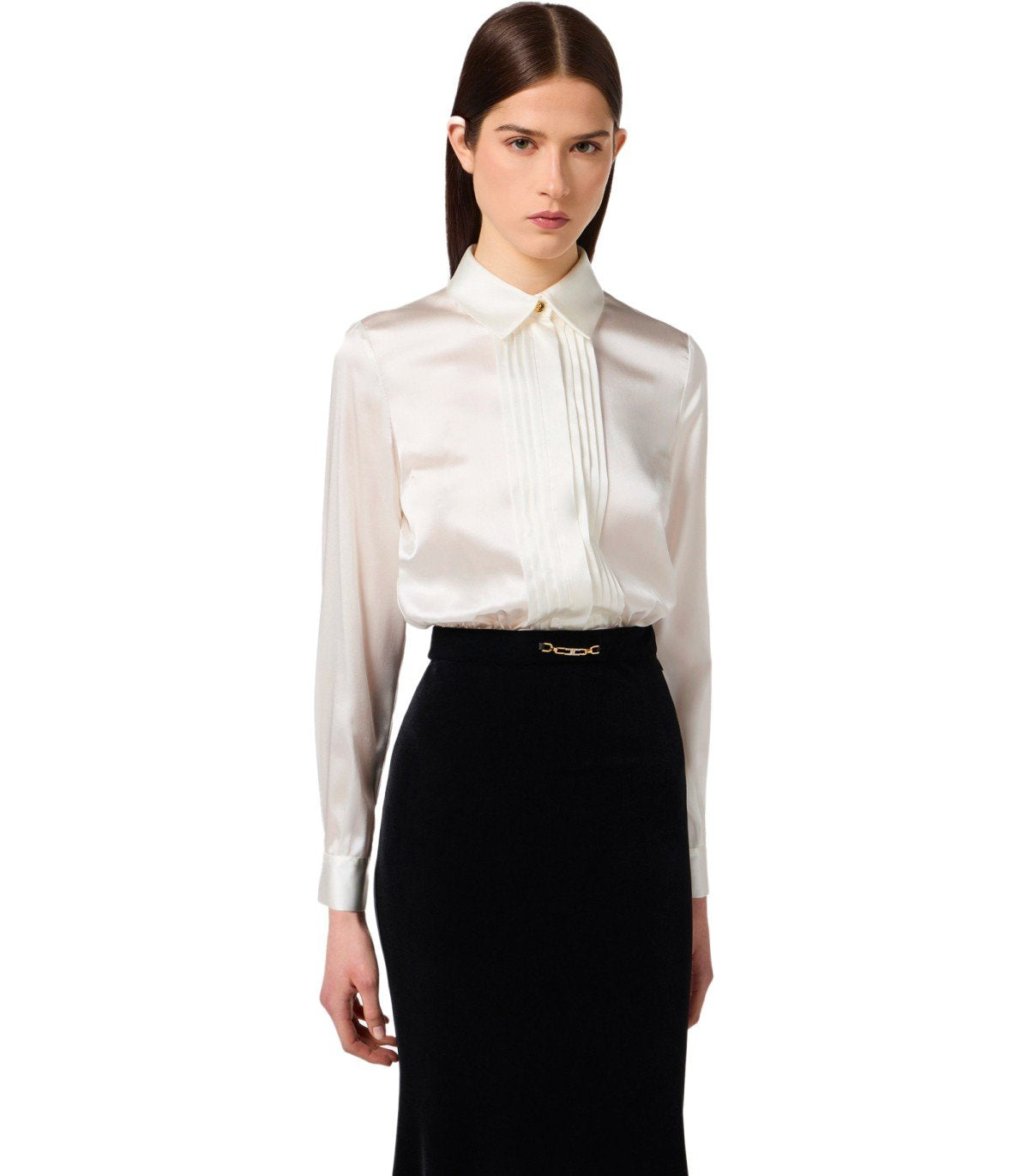 ELISABETTA FRANCHI RED CARPET IVORY AND BLACK DRESS