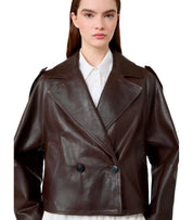 MAX MARA WEEKEND FELINO BRAUNER LEDERJACKE