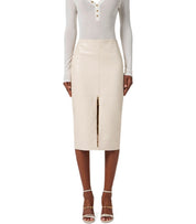 ELISABETTA FRANCHI MILK MIDI SKIRT WITH CROCO-PRINT