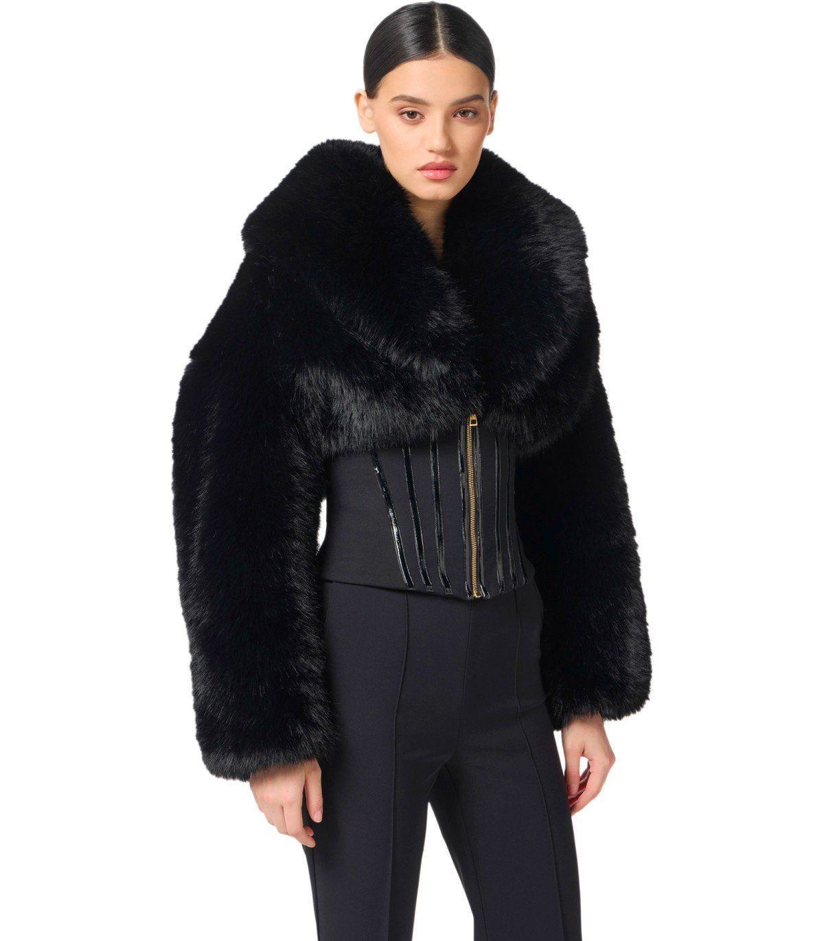 ELISABETTA FRANCHI BLACK BUSTIER JACKET