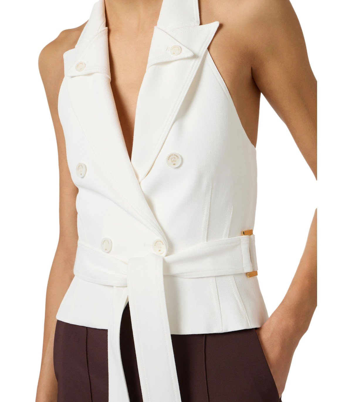ELISABETTA FRANCHI ELFENBEINE WESTE MIT GÜRTEL