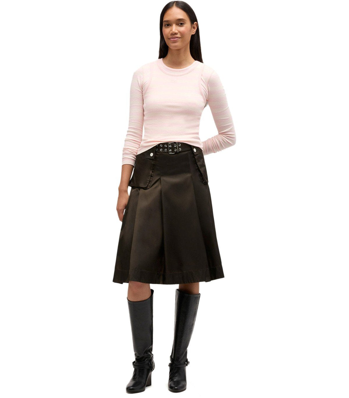 GONNA MIDI IN NYLON MARRONE GANNI