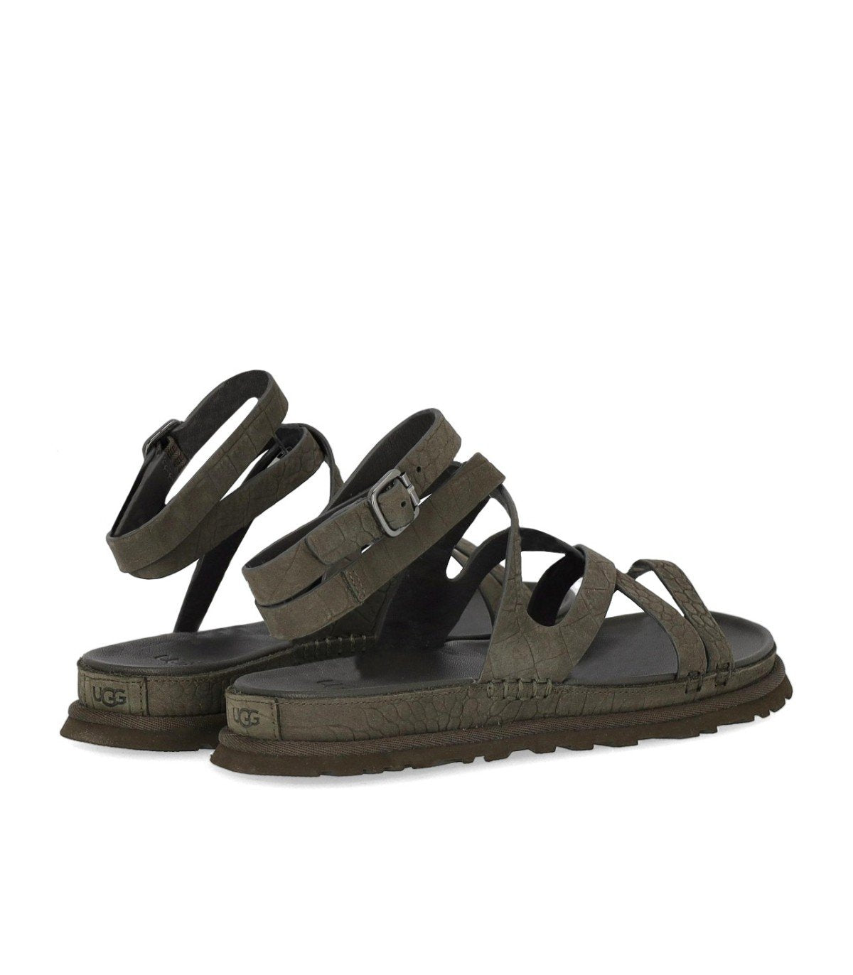 SANDALO GOLDENGAZE EMBOSSED ANKLE WRAP DENSE SMOKE UGG