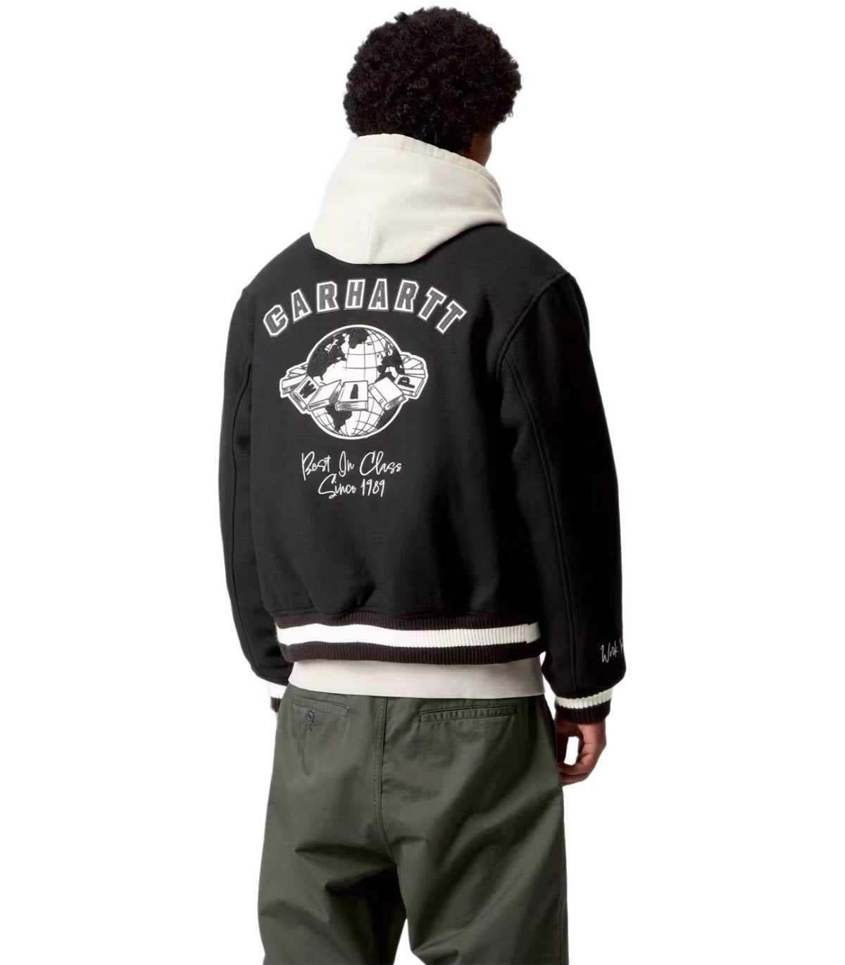 CARHARTT WIP WORLD CLASS BLACK VARSITY JACKET