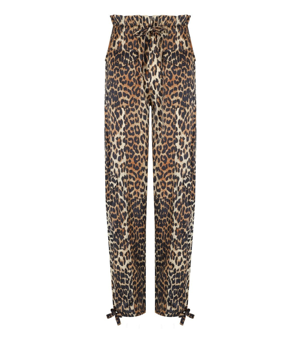GANNI SATIN ANIMAL PRINT PANTS