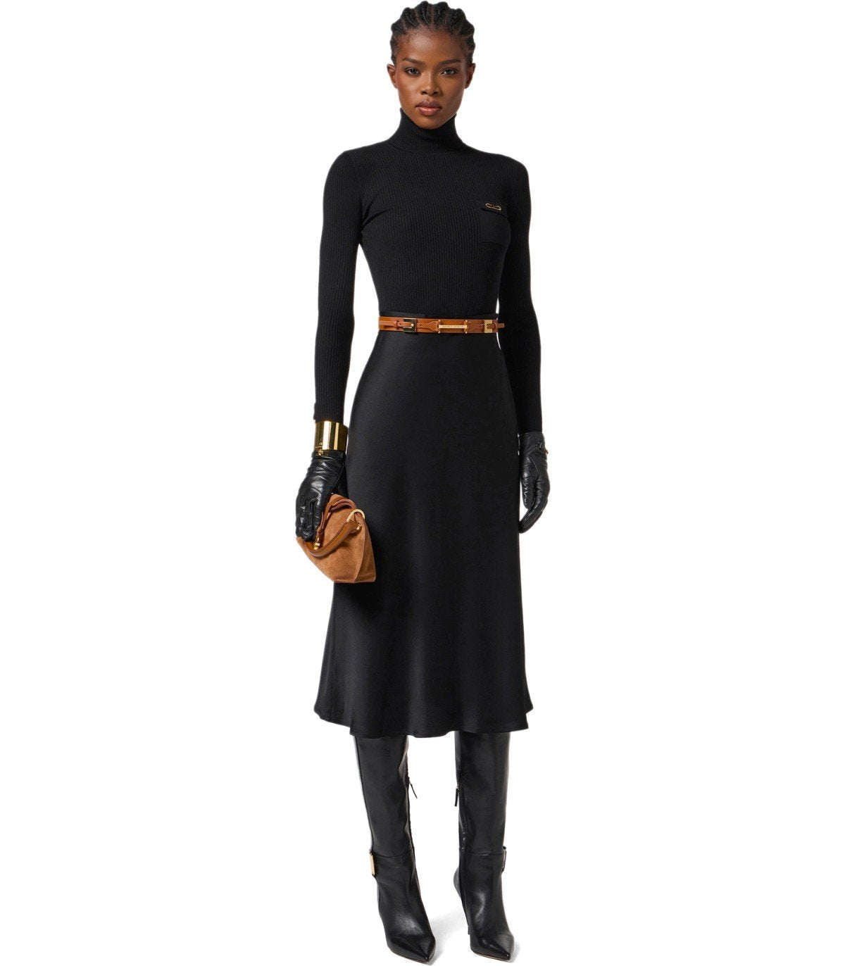 VESTIDO CON CUELLO ALTO NEGRO ELISABETTA FRANCHI