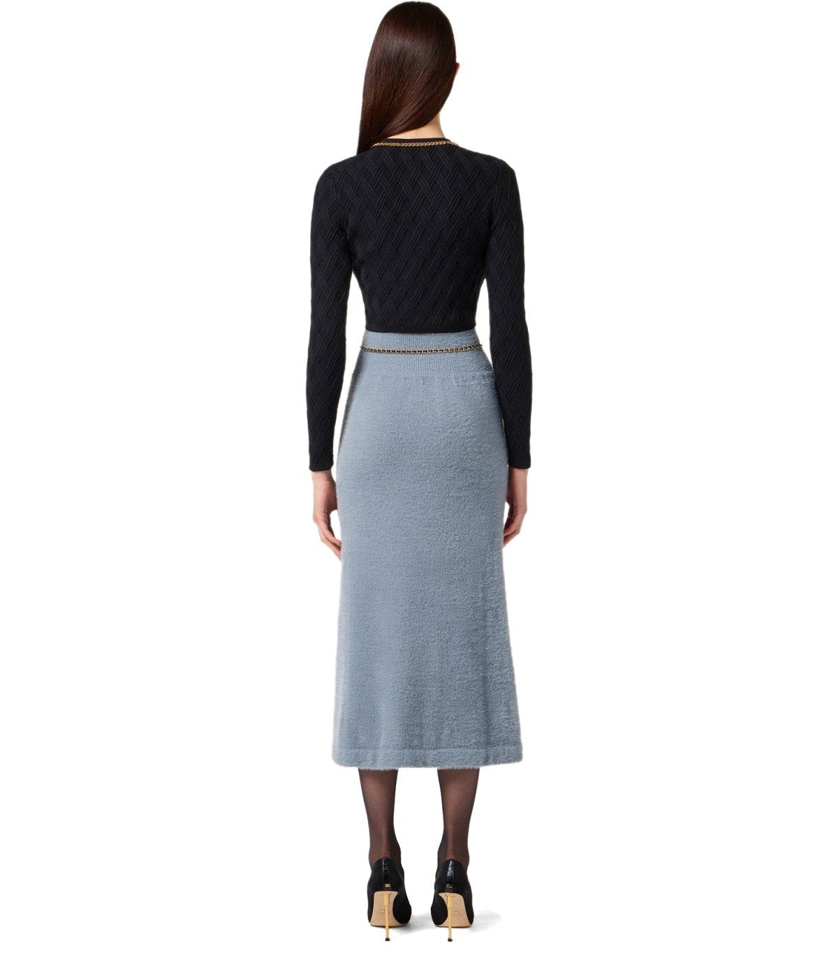 ELISABETTA FRANCHI CROP BLACK CARDIGAN