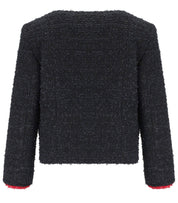 ELISABETTA FRANCHI CROPPED JAS IN ZWART/ROOD PASSION TWEED