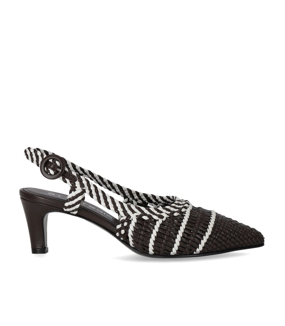 STRATEGIA BROWN WOVEN SLINGBACK PUMP