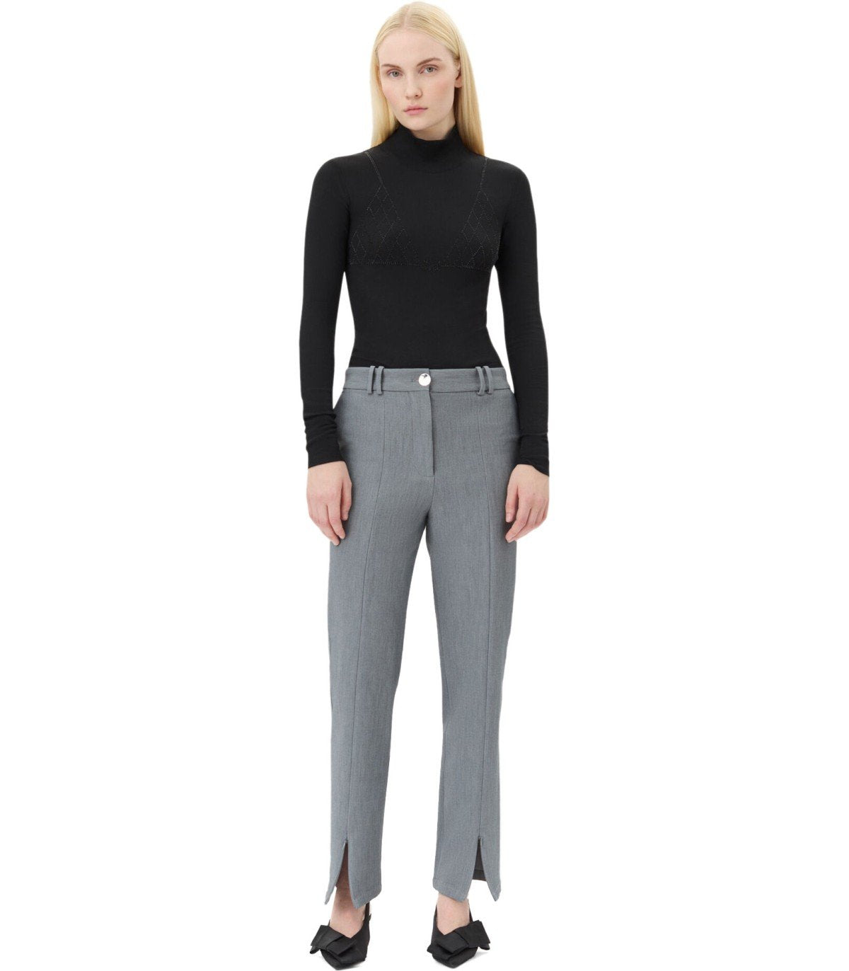GANNI GREY MELANGE TROUSER
