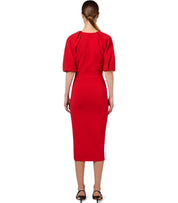 ELISABETTA FRANCHI RED PASSION KNITTED MIDI DRESS 
