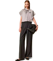 TWINSET ANTHRACITE GREY WIDE LEG PANTS