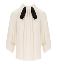 ELISABETTA FRANCHI BUTTER BLOUSE WITH BOW - 40