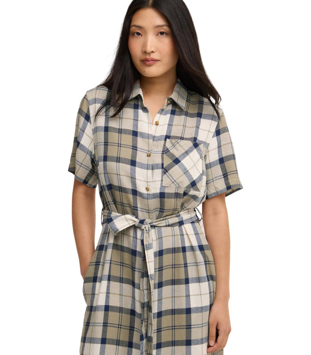 BARBOUR FERN TARTAN BLAUWE MIDI JURK