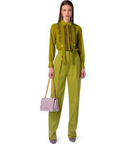 ELISABETTA FRANCHI OLIVE PINSTRIPE PANTS