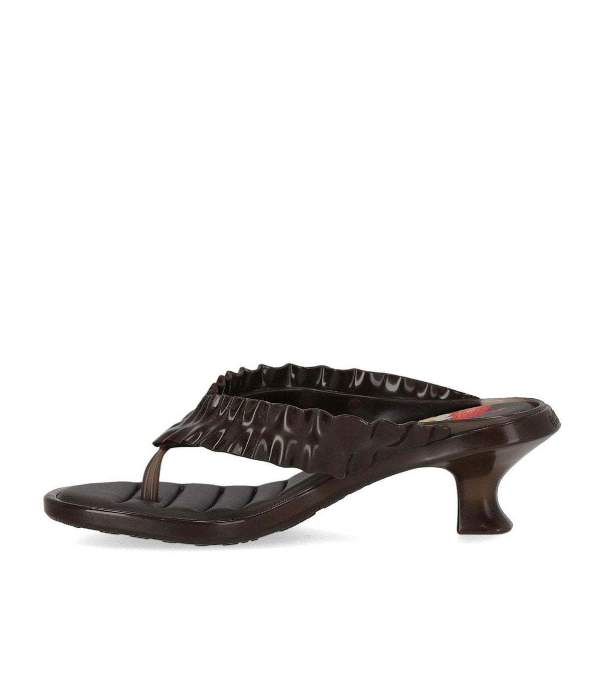 GANNI BROWN HEELED FLIP-FLOP