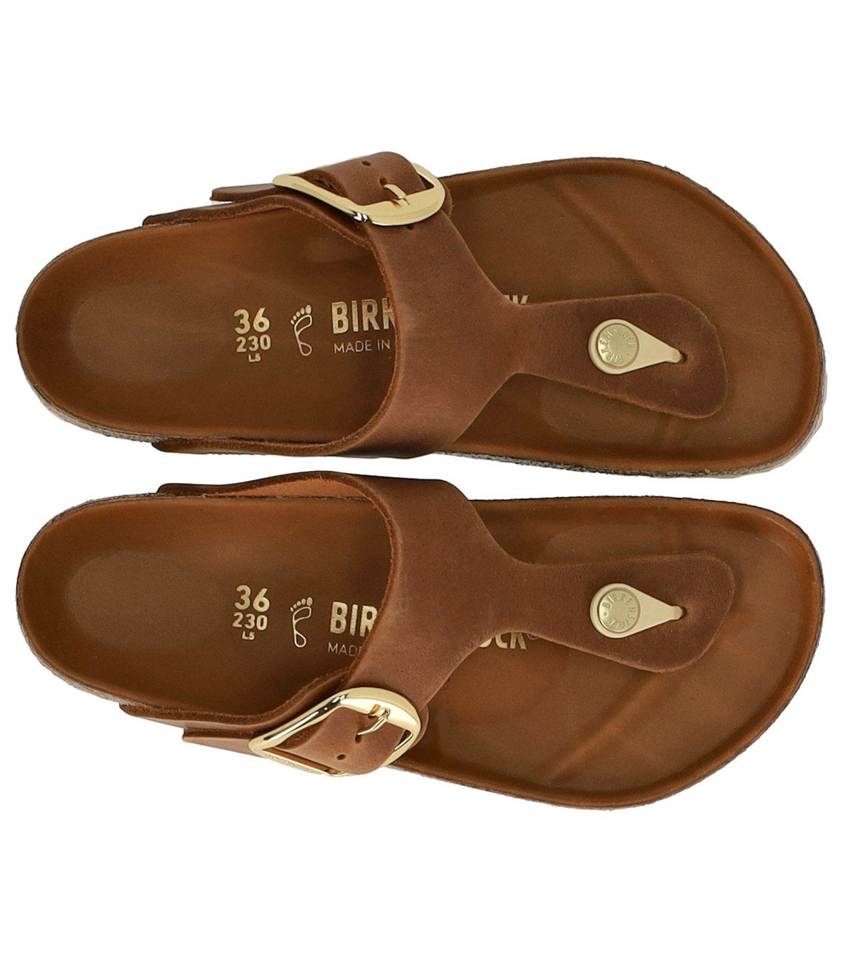 BIRKENSTOCK GIZEH BIG BUCKLE COGNAC SANDALE
