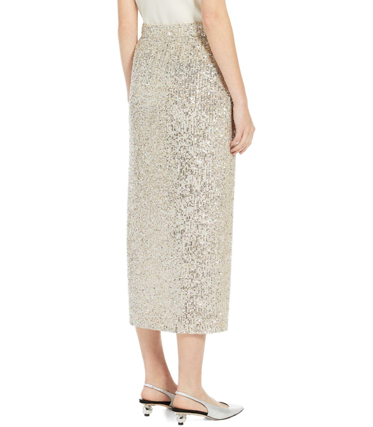 MAX MARA WEEKEND OTTELIA SILVER SEQUINS SKIRT