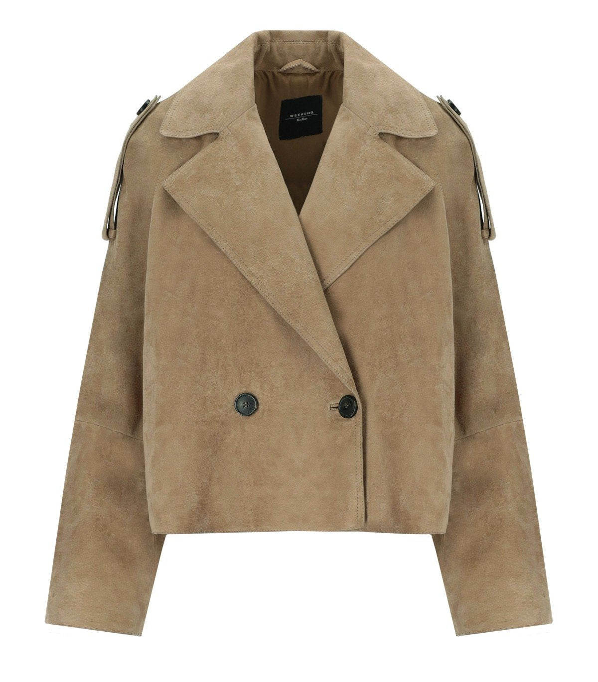 MAX MARA WEEKEND MAGA BEIGE CROPPED TRENCHCOAT