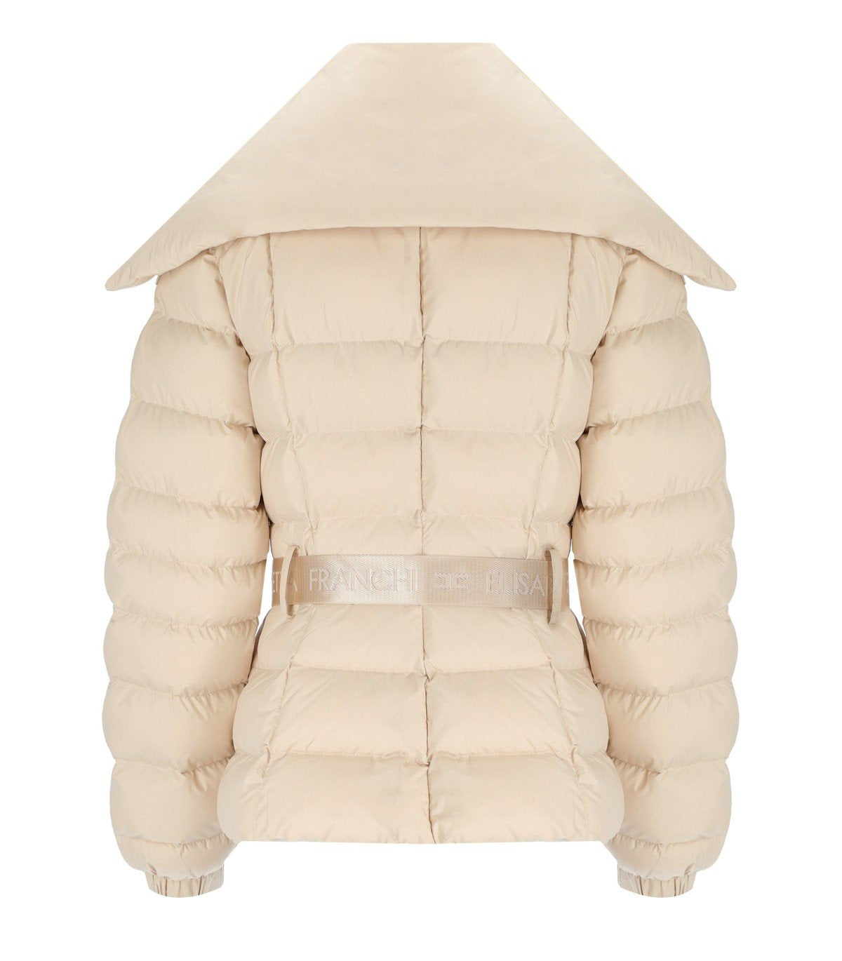 ELISABETTA FRANCHI CREAM BELTED PADDED JACKET