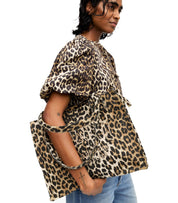 GANNI PEPLUM BLUSE MIT ANIMALDRUCK