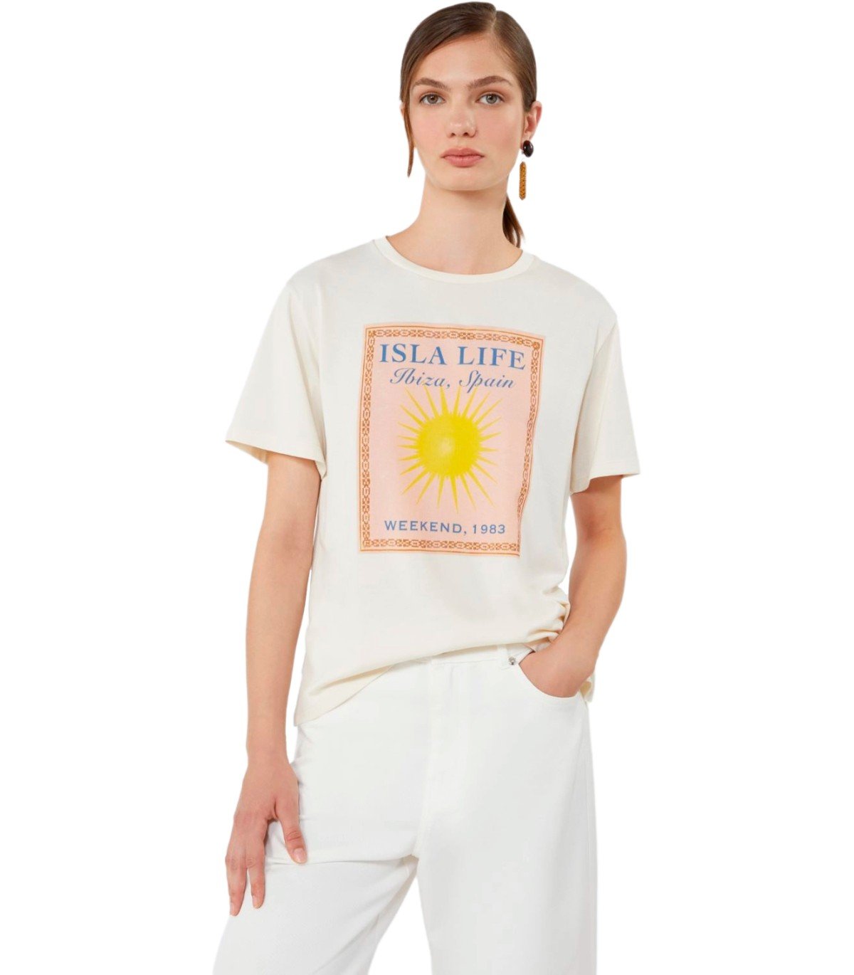 MAX MARA WEEKEND PANTERA ECRU T-SHIRT